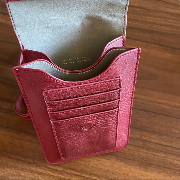 Red Leather Crossbody Wristlet - Picture 3 of 6